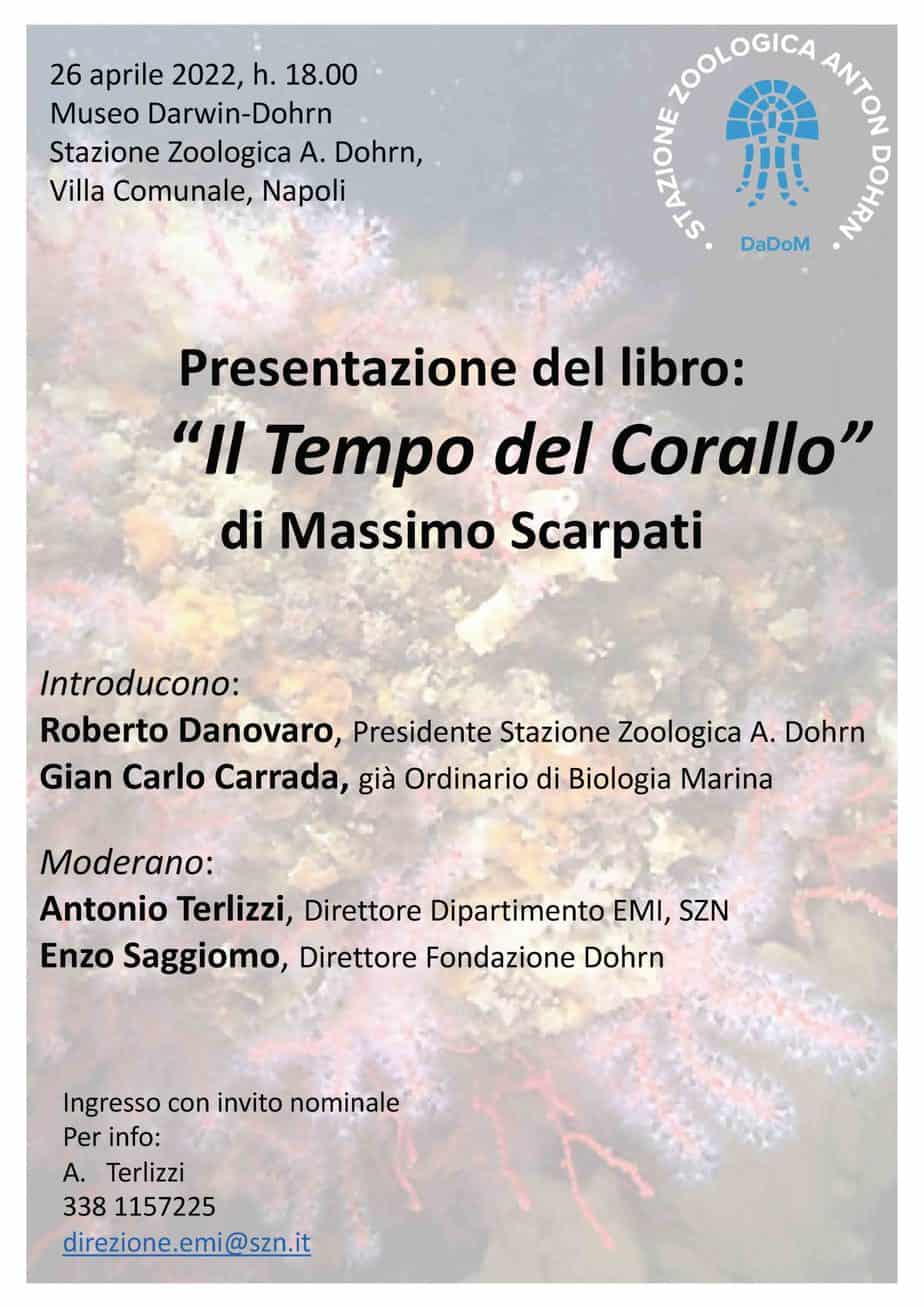 Presentazione del libro “Il Tempo del Corallo”, giovedì 26 aprile Museo Darwin-Dohrn.