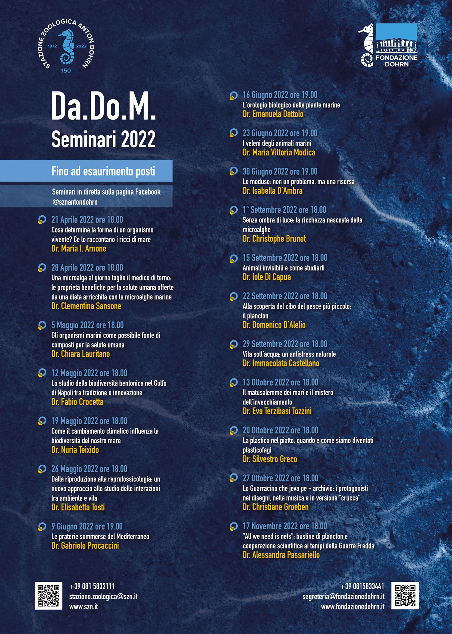 Dal 21 aprile al Museo Darwin-Dohrn seminari divulgativi a cura dei ricercatori della Stazione Zoologica Anton Dohrn