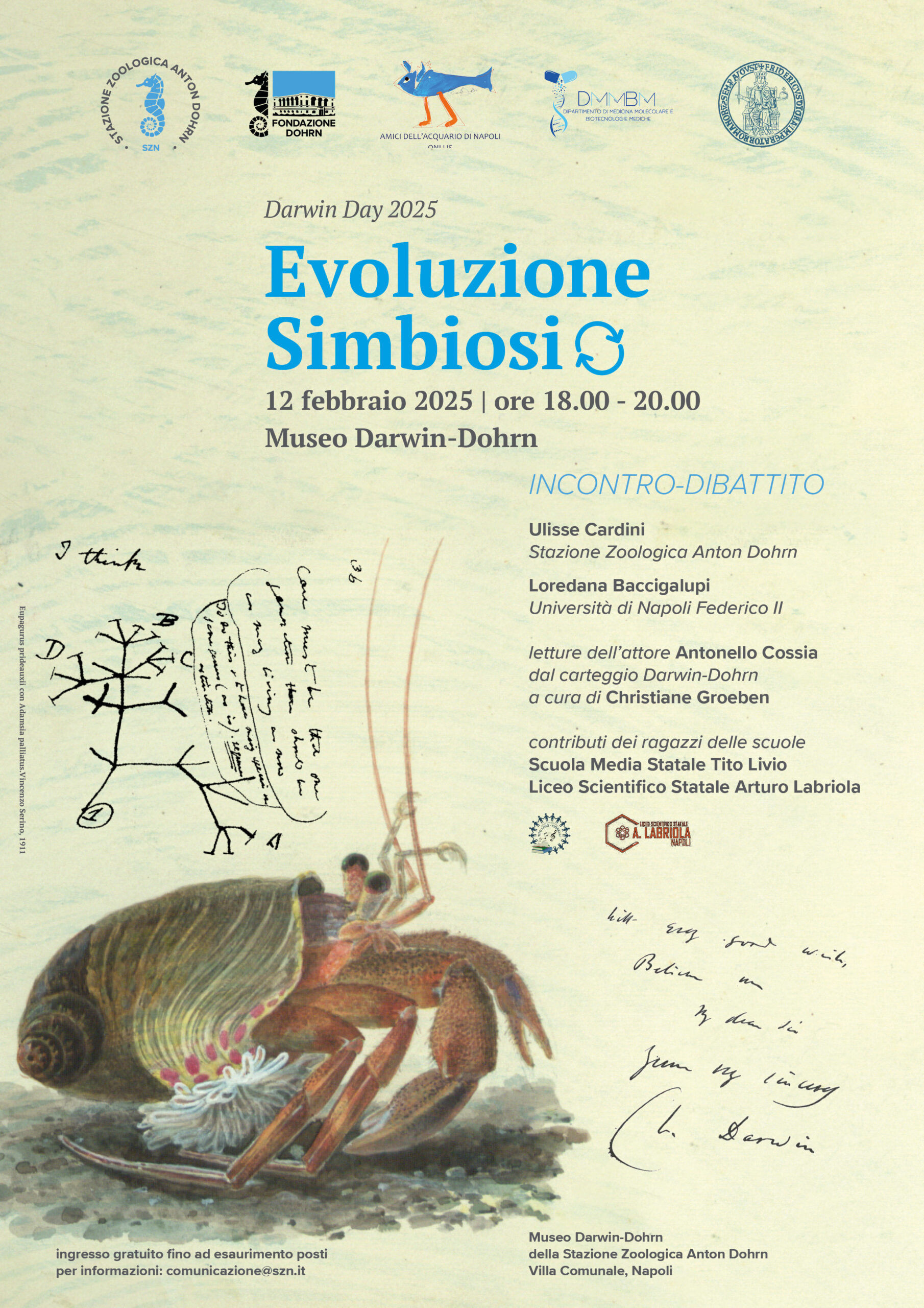 Darwin day 2025 Evoluzione – Simbiosi, 12 febbraio ore 18.00 Museo Darwin-Dohrn